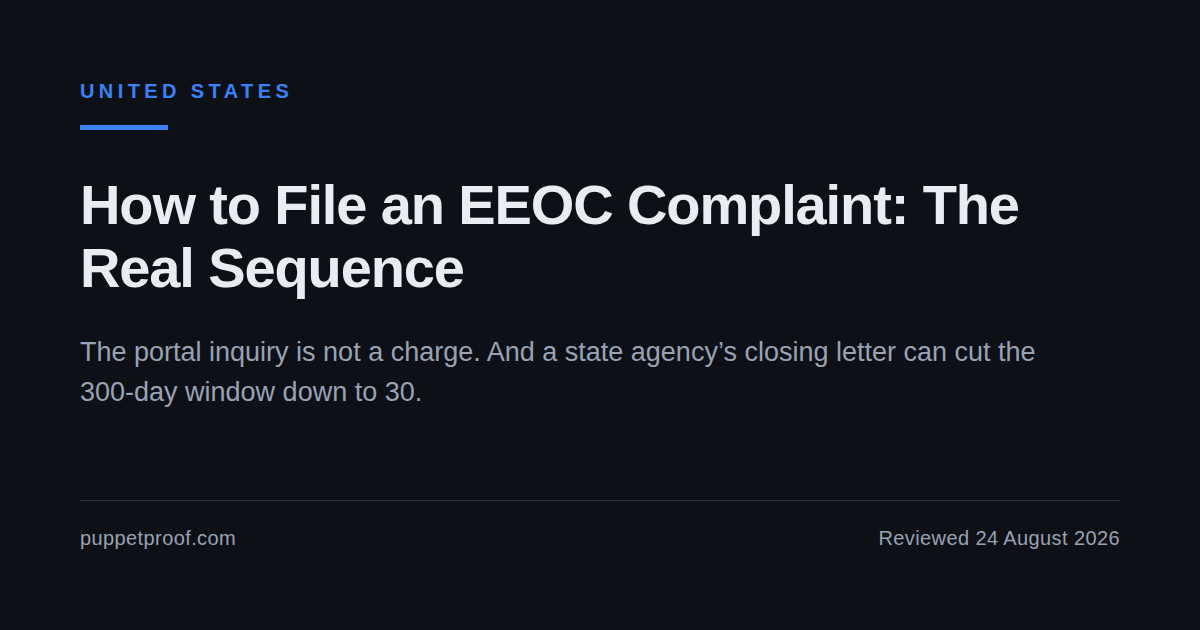 United States. Filing an EEOC charge: the inquiry is not the charge, and the 180 or 300 day clock keeps running.