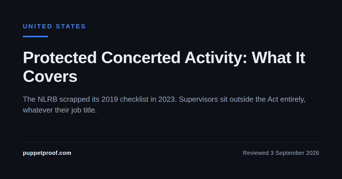 Image reading: Protected concerted activity. Two laws, two tests, and a gap between them.